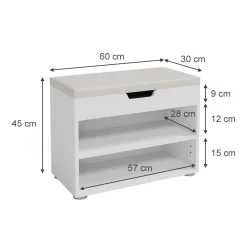 Schuhbank Schuhschrank Schuhablage Sitzbank Klappdeckel 6 Paar Schuhe Weiß ^ Vicco Clearance