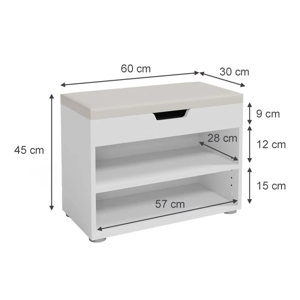 Schuhbank Schuhschrank Schuhablage Sitzbank Klappdeckel 6 Paar Schuhe Weiß ^ Vicco Clearance