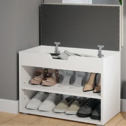 Schuhbank Schuhschrank Schuhablage Sitzbank Klappdeckel 6 Paar Schuhe Weiß ^ Vicco Clearance