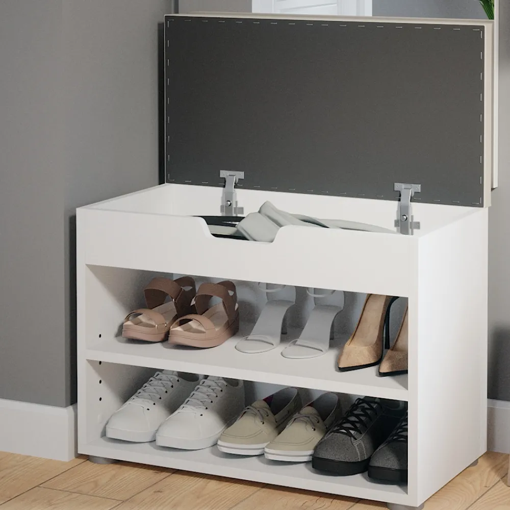 Schuhbank Schuhschrank Schuhablage Sitzbank Klappdeckel 6 Paar Schuhe Weiß ^ Vicco Clearance