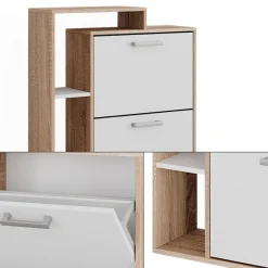 Vicco Schuhkipper Orlando Eiche Weiß 80 x 128,3 cm mit 3 Fächern Discount