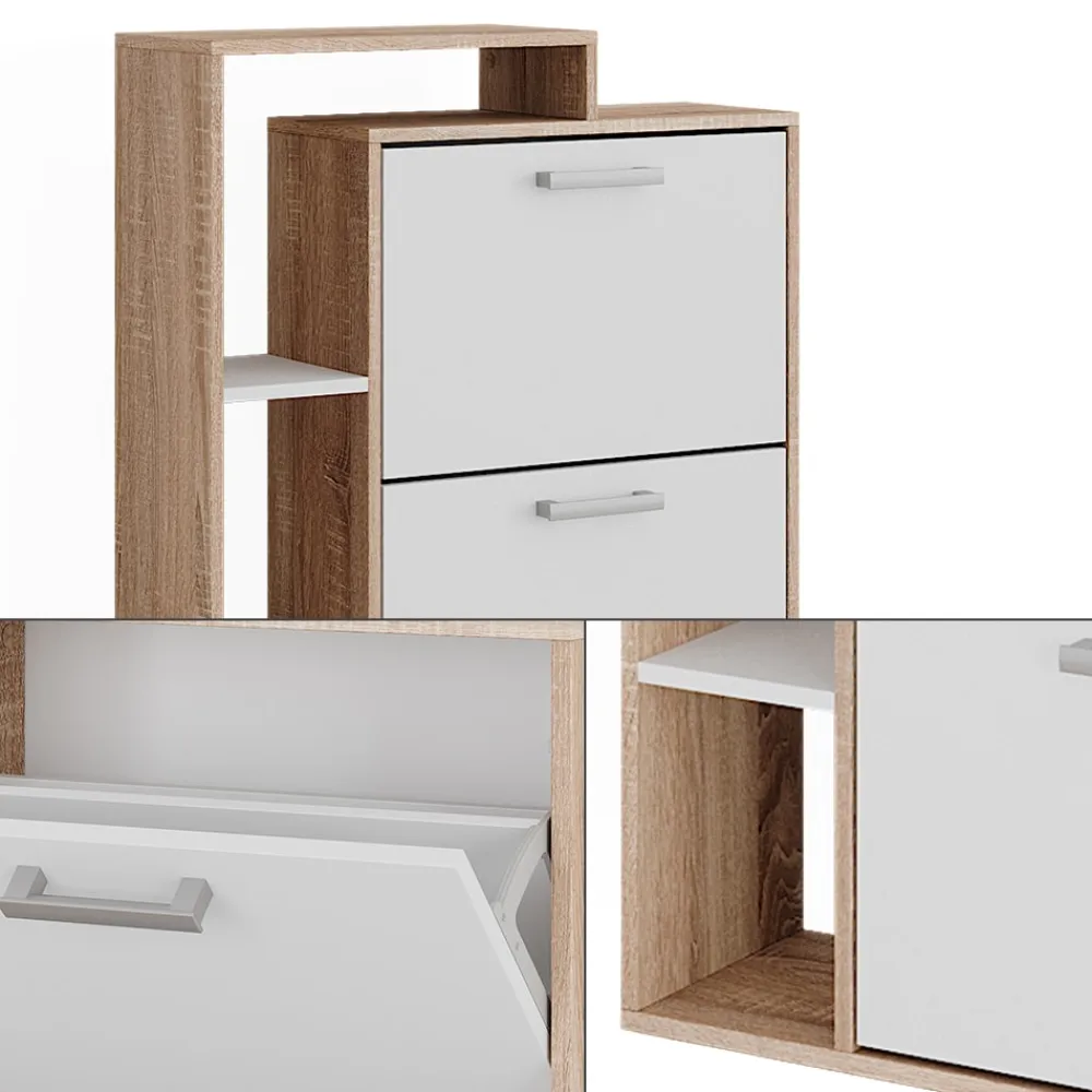 Vicco Schuhkipper Orlando Eiche Weiß 80 x 128,3 cm mit 3 Fächern Discount