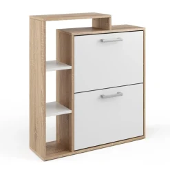 Schuhkipper Orlando 2 Fächer Weiß-Sonoma - Schuhregal Schuhschrank Schrank Kommode Flur Diele Garderobe ^ Vicco Outlet
