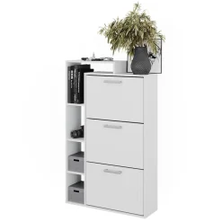 Schuhkipper Orlando Weiß 80 x 128,3 cm mit 3 Fächern ^ Vicco Discount