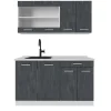 Vicco Singleküche R-Line 140 cm Schwarz Beton Weiß ohne Arbeitsplatte Best