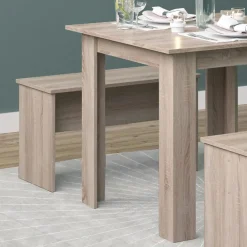 Tischgruppe Sitzgruppe Esszimmer Sentio Esstisch Sitzbank Sonoma 80 cm ^ Vicco Online