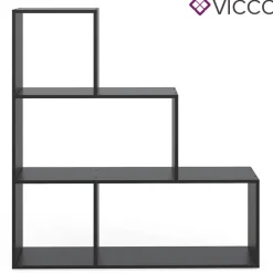 Vicco Treppenregal  ASYM Raumteiler Schwarz 4 Fach Bücherregal Standregal Aktenregal Regal Online