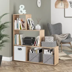 Vicco Treppenregal Asym Raumteiler Bücherregal Regal Wandregal 4 Fächer Sonoma Discount