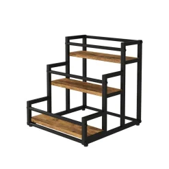 Vicco Treppenregal Fyrk Eiche Schwarz 33 x 34 cm mit 3 Ebenen Outlet
