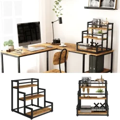 Vicco Treppenregal Fyrk Eiche Schwarz 33 x 34 cm mit 3 Ebenen Outlet