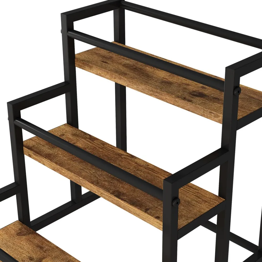 Vicco Treppenregal Fyrk Eiche Schwarz 33 x 34 cm mit 3 Ebenen Outlet