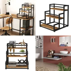 Vicco Treppenregal Fyrk Eiche Schwarz 33 x 34 cm mit 3 Ebenen Outlet