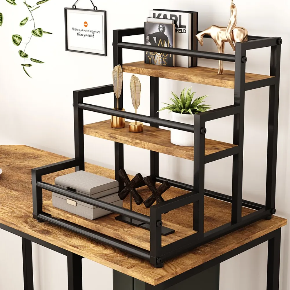 Vicco Treppenregal Fyrk Eiche Schwarz 33 x 34 cm mit 3 Ebenen Outlet