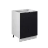 Unterschrank Fame-Line Weiß Schwarz gestreift 60 cm mit Arbeitsplatte Anthrazit ^ Vicco New