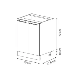 Unterschrank Fame-Line Weiß Schwarz gestreift 60 cm mit Arbeitsplatte Anthrazit ^ Vicco New