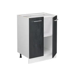Vicco Unterschrank R-Line Schwarz Beton Weiß 60 cm mit Arbeitsplatte Weiß-Marmor Sale