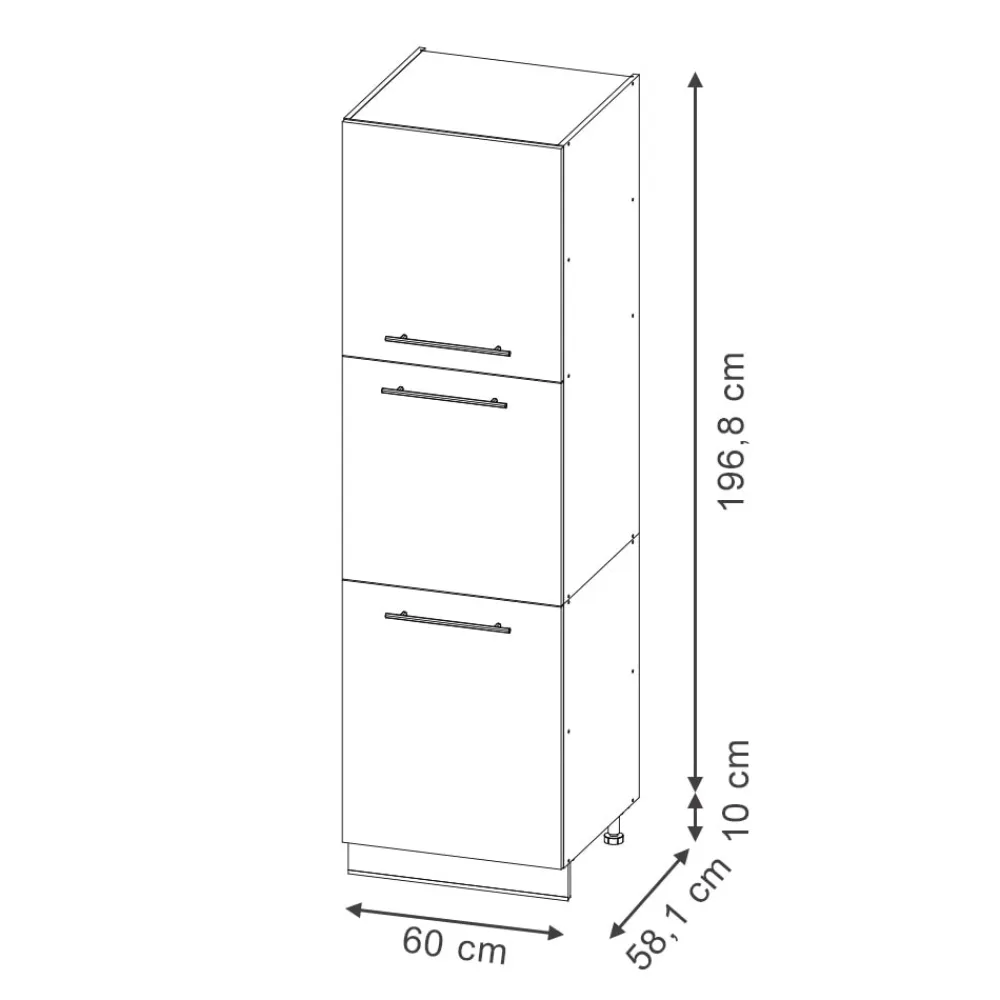 Vorratsschrank Fame-Line Eiche Schwarz gestreift 60 cm 3 Türen ^ Vicco New