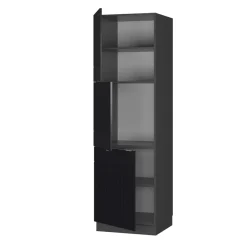 Vicco Vorratsschrank Fame-Line Anthrazit Schwarz gestreift 60 cm 3 Türen New
