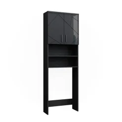 Waschmaschinenschrank Irma Anthrazit Hochglanz 64 x 191 cm Badezimmer ^ Vicco Hot