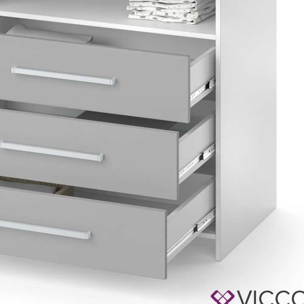 Wickelkommode OSKAR weiß grau Wickelregal Babymöbel Kommode Wickeltisch ^ Vicco New