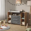 Vicco Wickelkommode Oskar XL 143 x 100 cm, Eiche Anthrazit, inkl. Wickelauflage