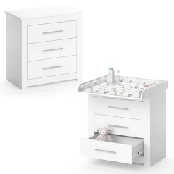 Wickeltisch MIRO Wickelkommode mit Aufsatz Wickelregal Kommode Schubladen ^ Vicco