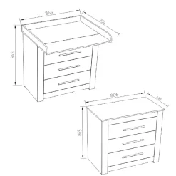 Wickeltisch MIRO Wickelkommode mit Aufsatz Wickelregal Kommode Schubladen ^ Vicco