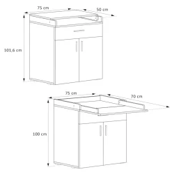 Vicco Wickeltisch Wickelkommode Wickelschrank Lena Weiß Wickelaufsatz Schublade Outlet