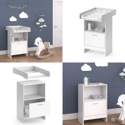 Wickeltisch Wickelkommode Wickelschrank Leo Wickelaufsatz Schublade Weiß ^ Vicco Online