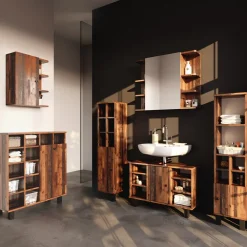 Vicco Wäscheschrank Badezimmerschrank Badschrank mit Wäschekorb Fynn Badmöbel
