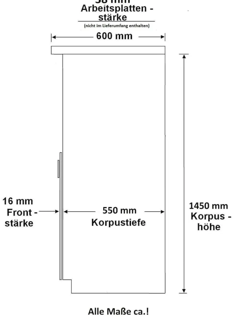 Vigo Midischrank 60 cm Eiche Lancelot Matera Grau Küchenzeile Küchenblock Küche ^ Küchen-Preisbombe Best