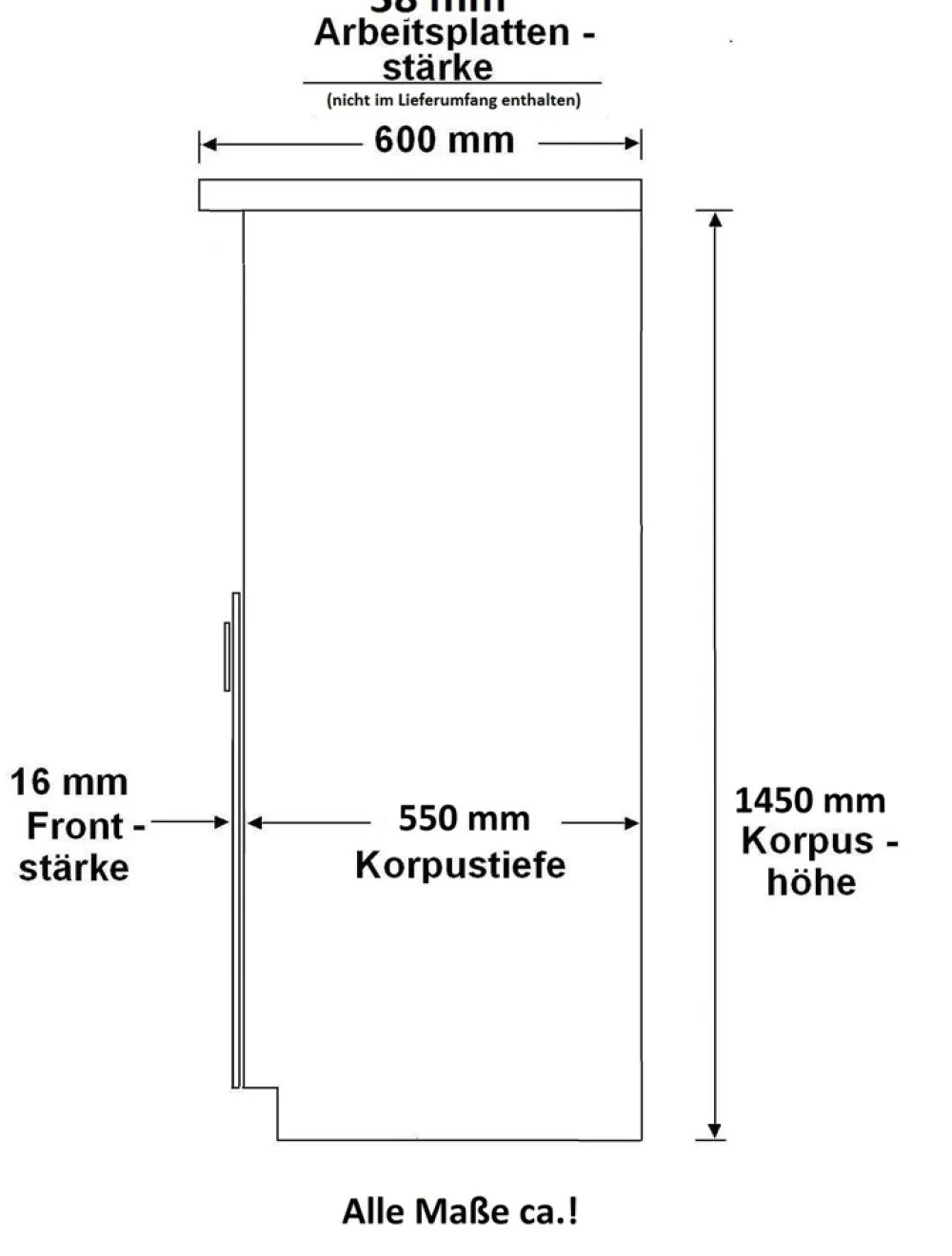 Vigo Midischrank 60 cm Eiche Lancelot Matera Grau Küchenzeile Küchenblock Küche ^ Küchen-Preisbombe Best