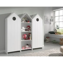 vipack CASAMI Set 3-teilig - 2x Schrank 1-türig mit Front in Weiß, 1x Regalschrank Schranktüren Weiß und Pink Outlet