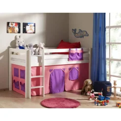 vipack Spielbett Pino mit Textilset "Bella", Kiefer massiv weiss lackiert Sale