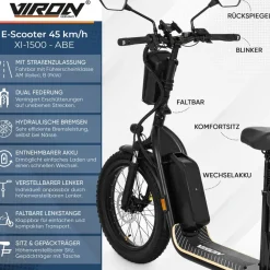 E-Scooter - XI-1500-EEC - schwarz, 15Ah ^ Viron Hot