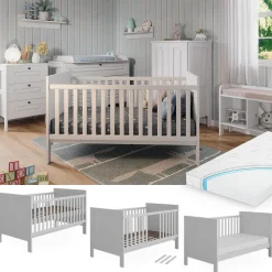 VitaliSpa Babybett Ajaton Weiß 144,4 x 83 cm mit Matratze Sale