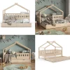 VitaliSpa Design Kinderbett 160x80 Babybett Hausbett Gästebett Lattenrost natur New