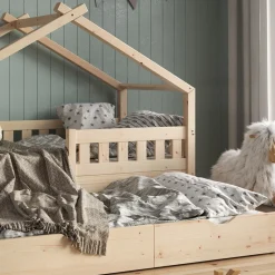 Design Kinderbett 160x80 Babybett Hausbett Gästebett Matratze natur ^ VitaliSpa