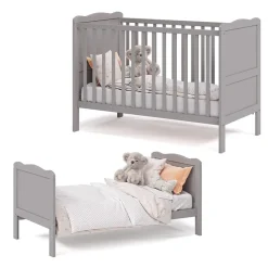 VitaliSpa Gitterbett Babybett Kinderbett Tobi Kombinationsbett umbaubar Weiß Clearance