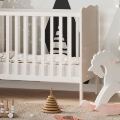 VitaliSpa Gitterbett Babybett Kinderbett Tobi Kombinationsbett umbaubar Weiß Discount