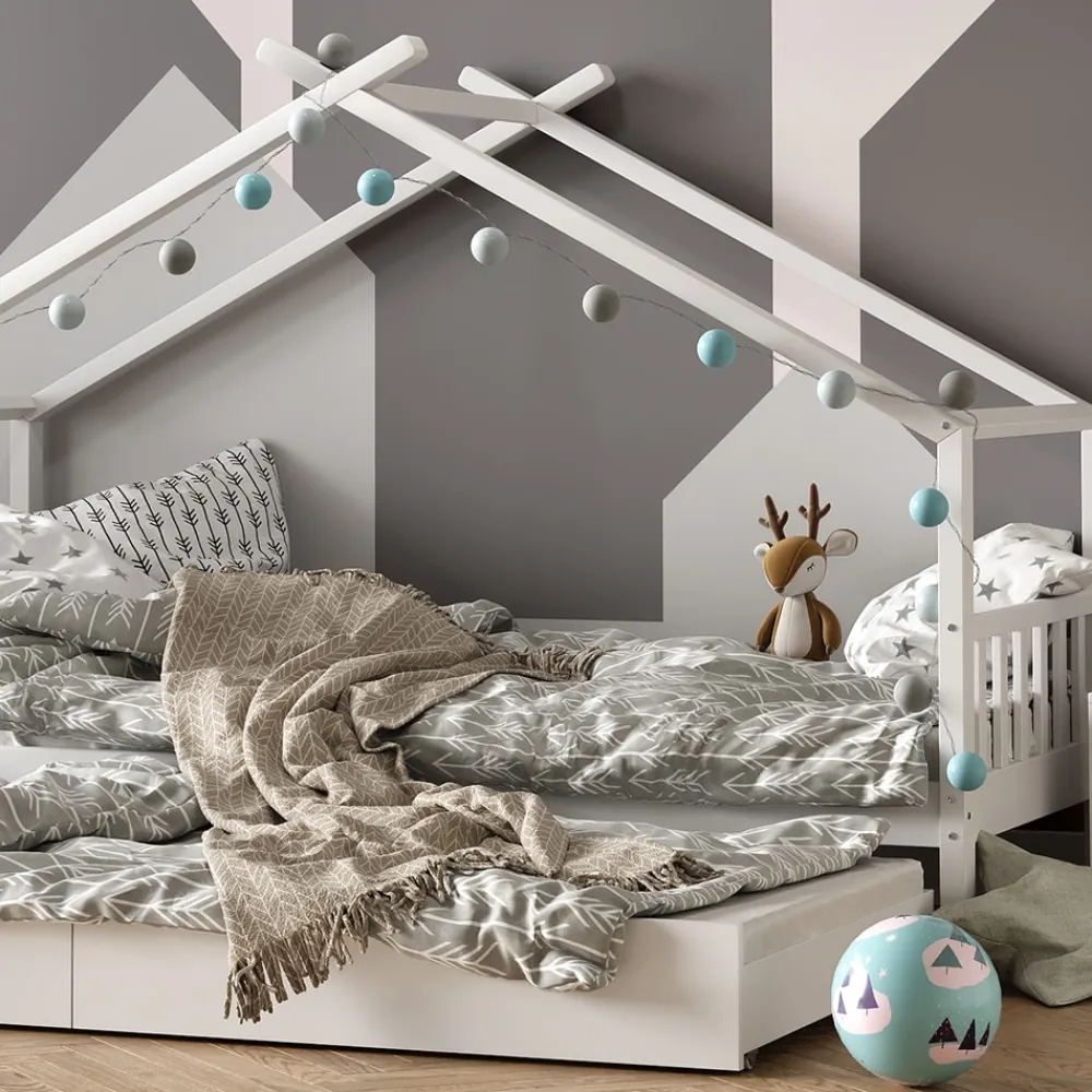 VitaliSpa Kinderbett DESIGN HausbettGästebett Lattenrostweiß 90x200 Matratze Online