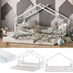 VitaliSpa Kinderbett DESIGN HausbettGästebett Lattenrostweiß 90x200 Matratze Online