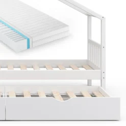 VitaliSpa Kinderbett DESIGN HausbettGästebett Lattenrostweiß 90x200 Matratze Online