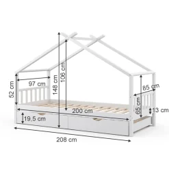 VitaliSpa Kinderbett DESIGN HausbettGästebett Lattenrostweiß 90x200 Matratze Online