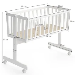 Wiege NOAH Schaukelwiege Babywiege Holz Weiß Grau Bett Set Buche ^ VitaliSpa Clearance