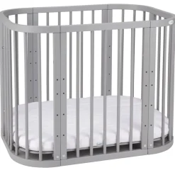 Waldin Babybett 5in1, Beistellbett aus Holz, Matratze, Belüftet Ohne Stoffset Discount
