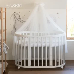 Waldin Babybett OWAL Kinderbett 7in1 mit Matratze, mitwachsendes Kinder-Bett Ohne Stoffset Sale