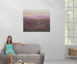 Wandbild Blumenfeld, 100% handgemaltes ÖlgemäldeGemälde XL, 100x80cm ^ MCW Clearance