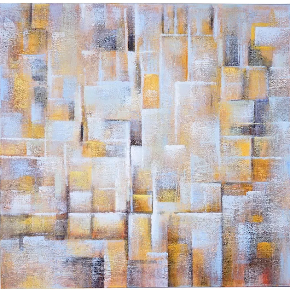 MCW Wandbild Cubes, 100% handgemaltes Ölgemälde Gemälde XL, 100x100cm Hot