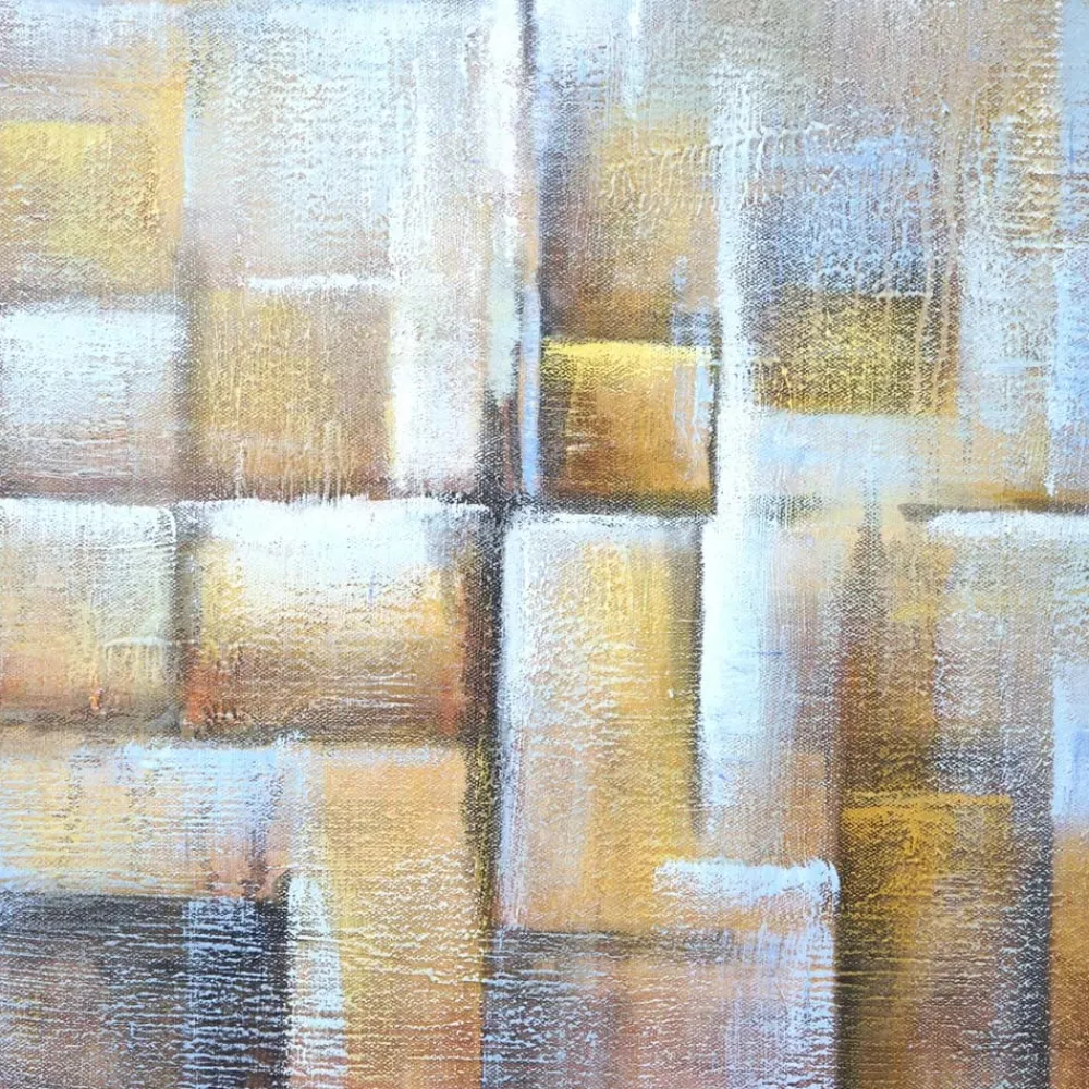 MCW Wandbild Cubes, 100% handgemaltes Ölgemälde Gemälde XL, 100x100cm Hot